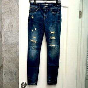 Express Dark Washed Ripped Jeans